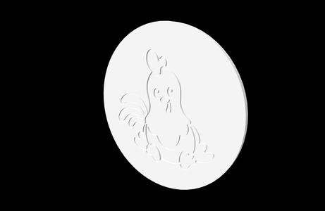 Farm Animals - Sitting Rooster - Round Coaster