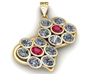 DIAMOND AND RUBY PENDANT 3D PRINTABLE MODEL