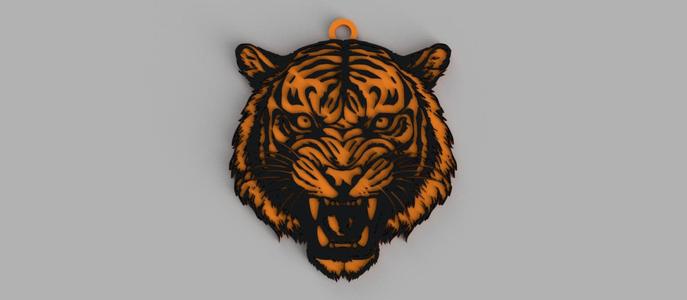 Angry Tiger Head Logo, keychain - pendant - earring