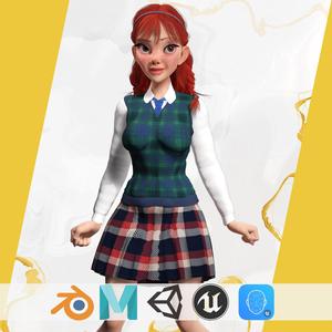 School Girl uniform suit stylized realism
