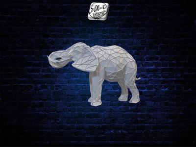 Elephant drinking water - Low Voronoi Style - Single Spider Web - LowPoly - Perfect Design - Easy Print - Decor