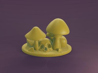 Mushroom Cluster with Skull – Grim Forest Terrain Scatter