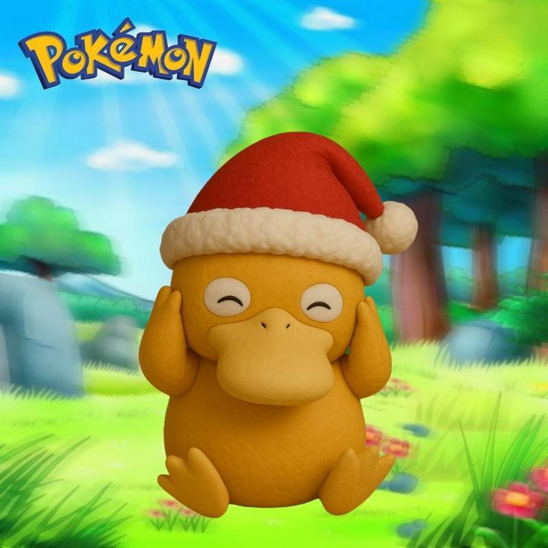 Chibi Psyduck with Santa Hat - Cute Christmas Pokémon 3D Print