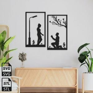 Couple 2D Wall Art STL SVG