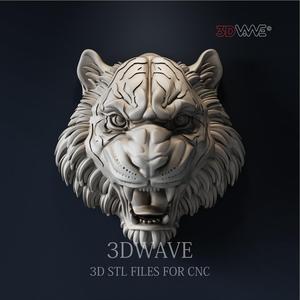 Tiger head 3d stl file for CNC