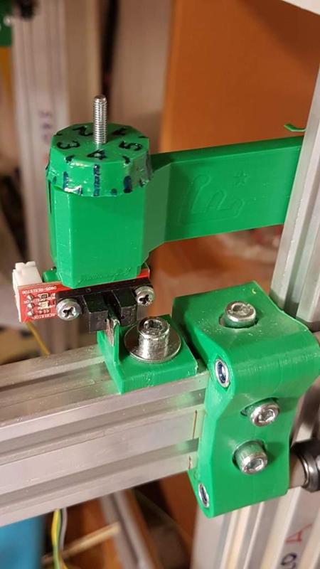 Converted optical Z Endstop with the adjustment disk 0.5 mm turnover.