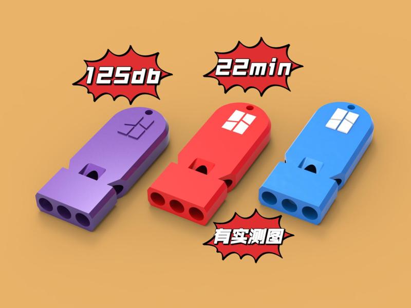 Extra Loud Whistle, 125db Tri-Frequency, Outdoor Survival, With Hole for Lanyard (22min, with Tuozhu logo), With Test Images, No Supports