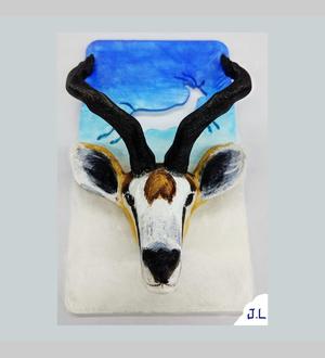 Phone stand---Tibetan Antelope head supported by Meili snow mountain shape base