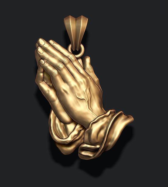 Praying Hands Pendant Necklace bas-relief 3D print model