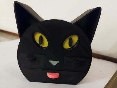 cat head jewelry box, with 5 drawers