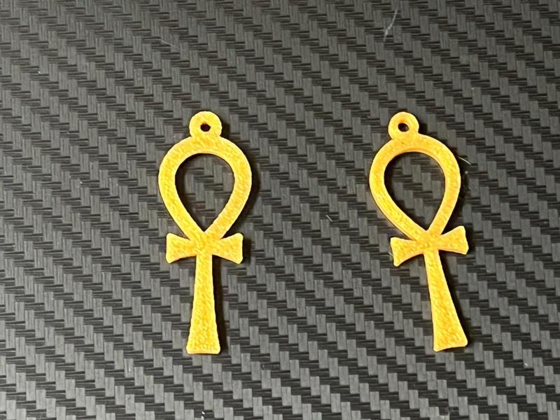 Hieroglyphics cross earrings