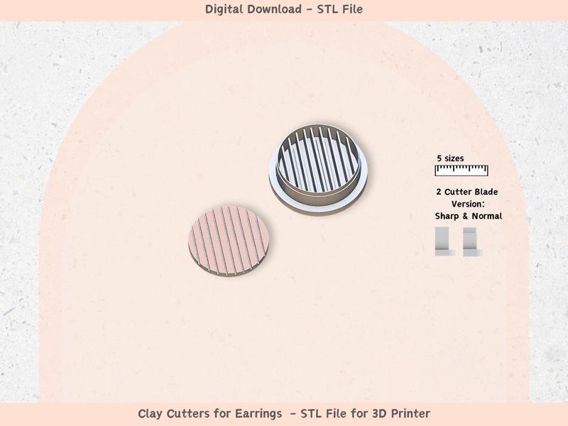 Polymer Clay Cutter STL Set – 5 Sizes, 2 Blade Types | Modern Minimalist Polymer Clay Earring Cutters | Digital Download for 3D Printing