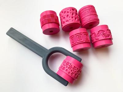 Stamp roller for pottery - Complete set