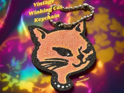 Vintage Winking Cat Keychain