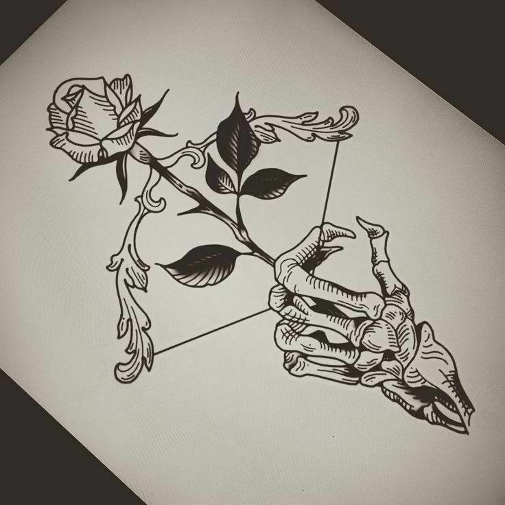 Arrow rose with skeleton hand