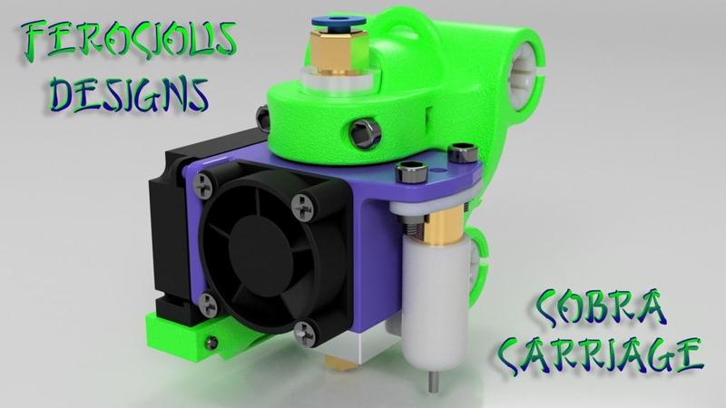 Cobra Carriage - E3D V6 Carriage - Anet A8 / Ender 3 / CR-10 / Mini V Slot