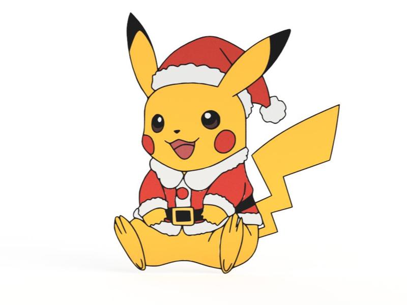 Pikachu Santa Christmas Wall Art