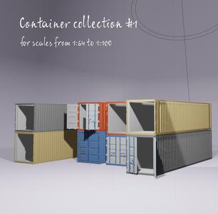 Containers HO scale collection 1:64, 1:72, 1:76, 1:87, 1:100