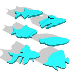 POLYMER CLAY CUTTERS FISH SILHOUETTES X6 DESIGNS