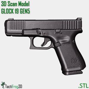 Glock 19 Gen 5 – Full Size 1:1 3D Scan Replica | Prop, Non-Functional STL G19