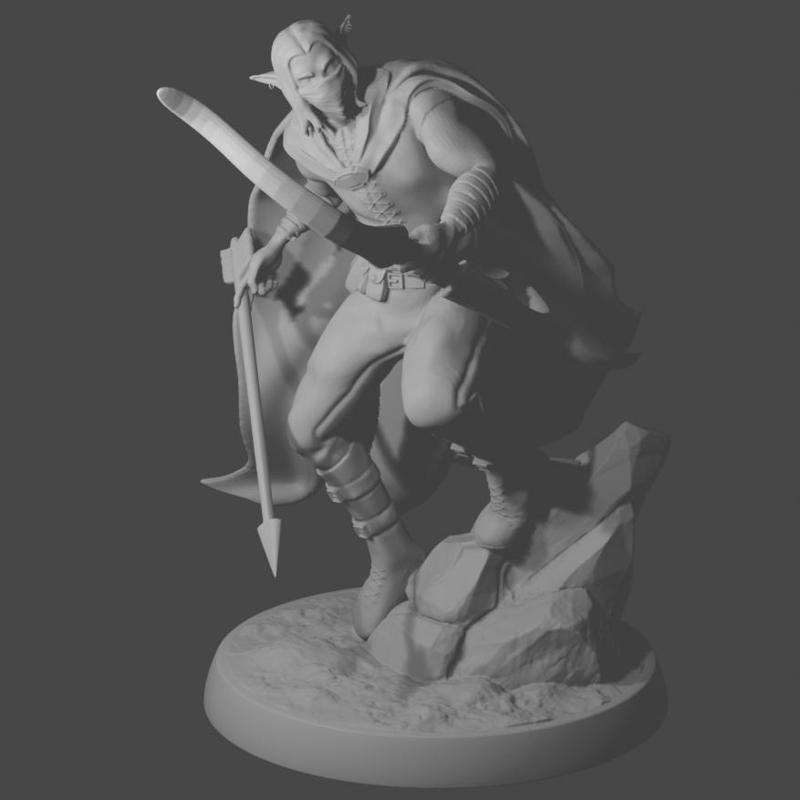 Drow Elf Ranger Miniature (DnD Pathfinder)