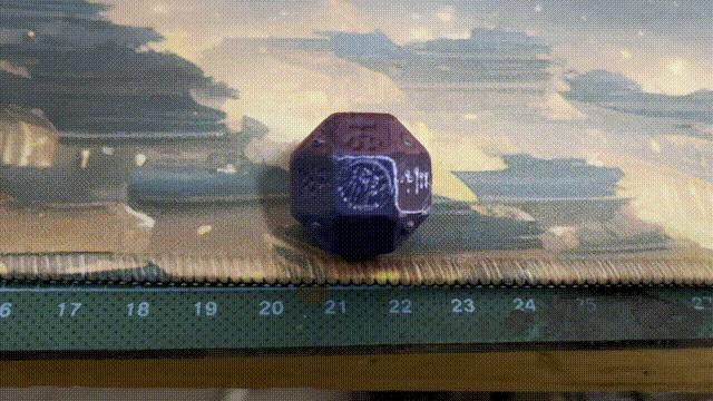 (Concave version, only 3g) Daoist Eccentric Immortal Sitting-and-Forgetting Dao Dice - Eighteen-Sided Han Dynasty Gold-Inlaid Silver Dice