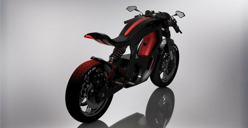 Futuristic cafe racer motorcycle