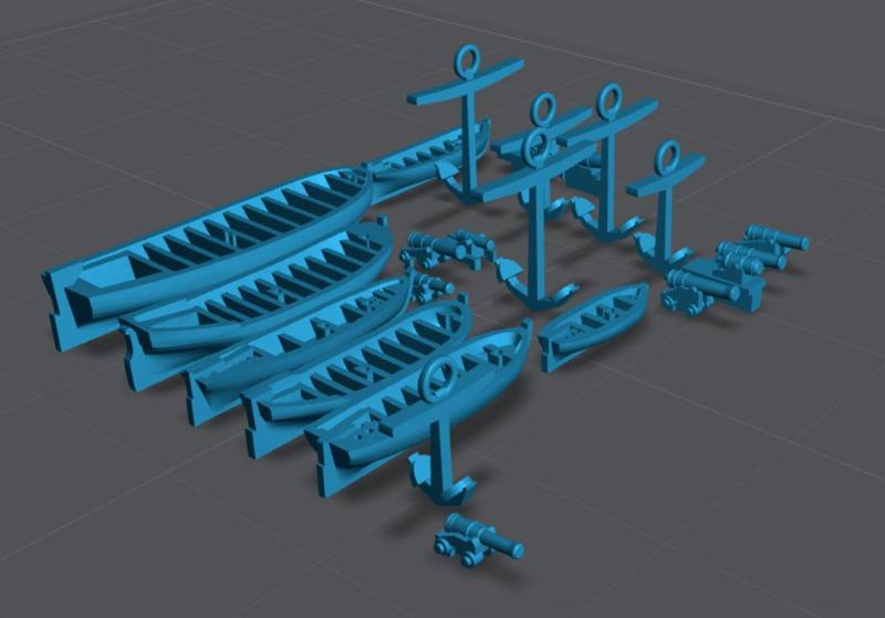 Naval Guns, Boats & Accessories & Blender Exporter (Age of Admirals) AOA-5