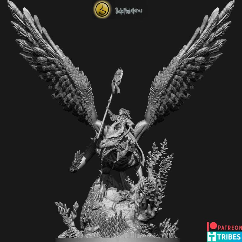 High elves young dragon with prince or mage (elf)