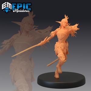 Elven Moon Runner Attacking - Female Elf Sword Warrior - Elvish Tribe