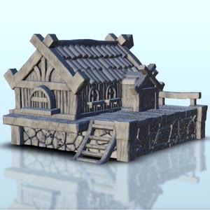 Traditional house on stone plateform 3 - Medieval Flames of war Bolt Action SAGA DBA Age of Sigmar Warhammer