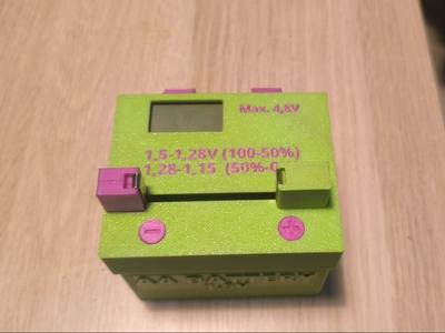 Battery box with tester - multicolor text design