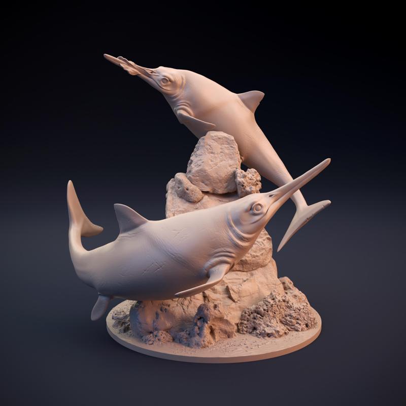 Ichtyosaur diorama - marine reptile