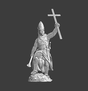 Medieval bishop with large cross 3D