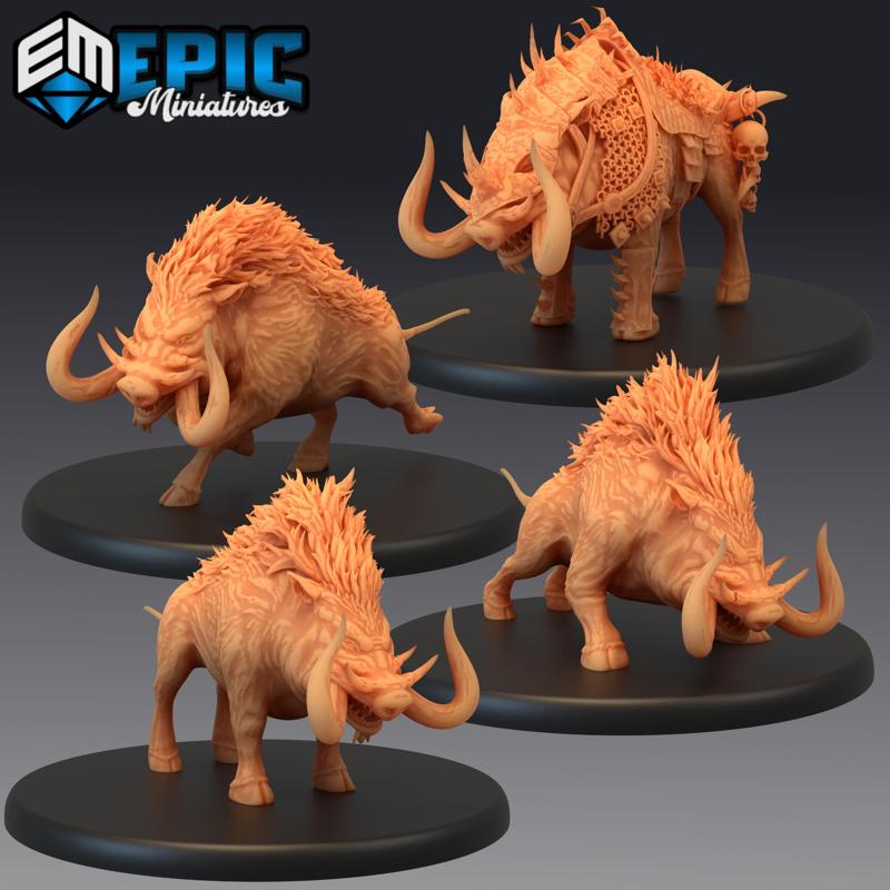 Forest Boar Set / Wild Pig / Bulky Horned Beast