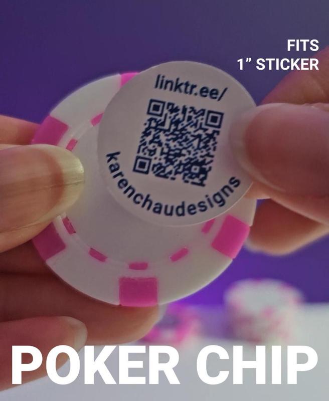 Blank poker chip / MakerChip | Fits 1" sticker label -- good for QR codes, logos, photos, etc