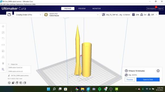 potato gun sabot (single use shell)