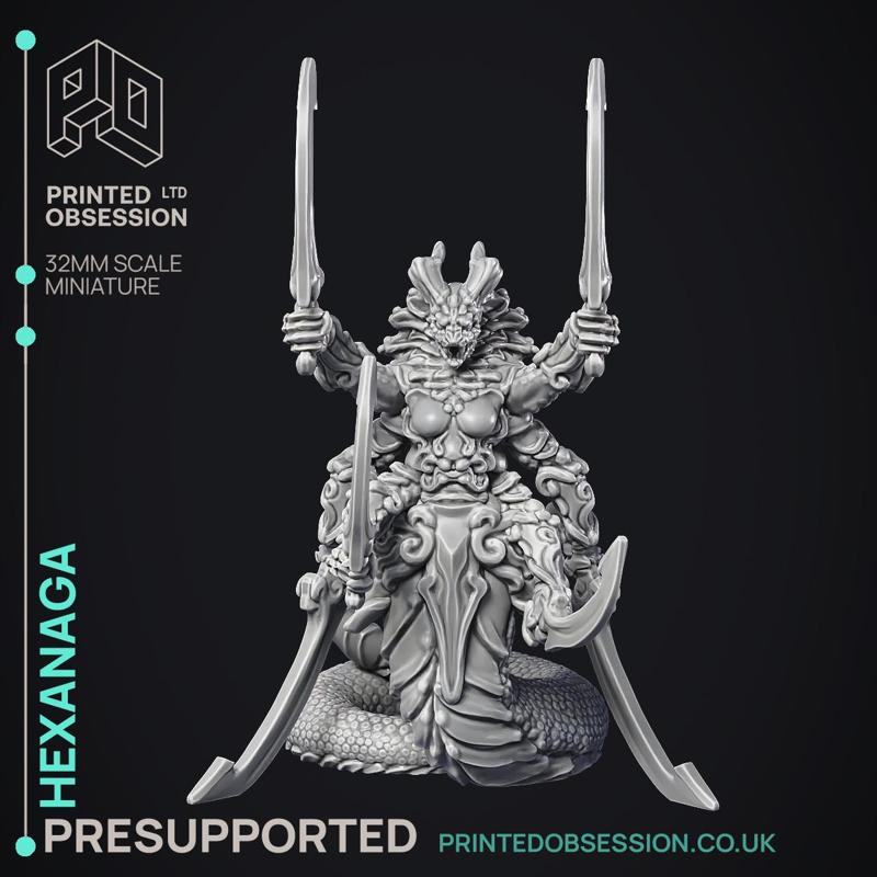 Hexanaga - Large Demon - PRESUPPORTED - Hell Hath No Fury - 32mm scale