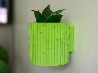 Bamboo Textured Wall Planter with Removable Tray