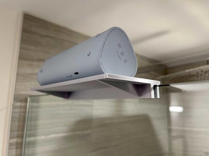 Glass Shower Wall Speaker Shelf