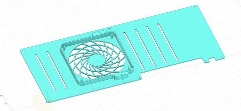 Qidi X-Max 3 mainboard back cover with a 120mm fan