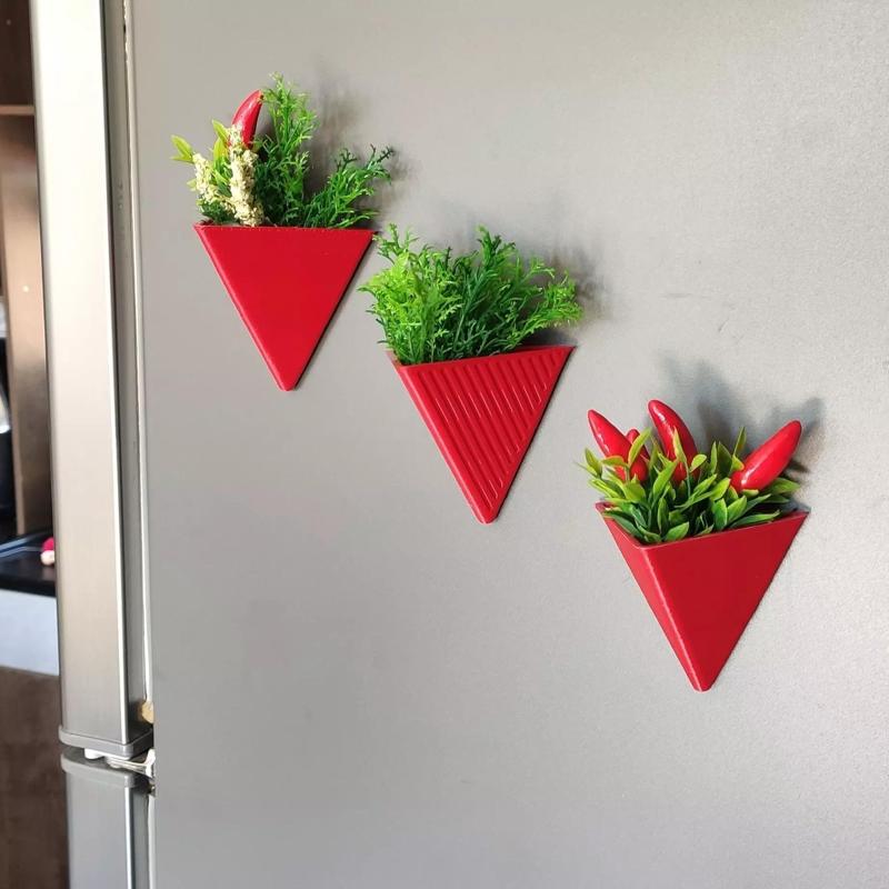 TRIANGULAR SHAPED FRIDGE VASE FOR DECORATION WITH PLANT