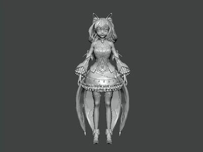 3D Model-CHARACTER0019 girl in dress with wings