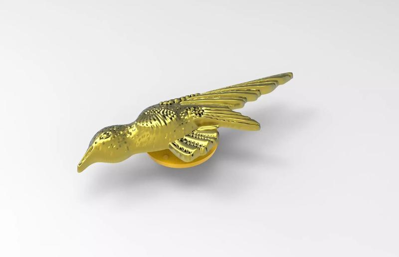 brooch bird 3d model relief
