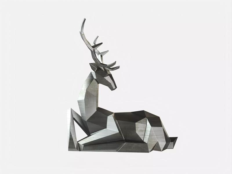 Reindeer 3D print model metal deer sculpture