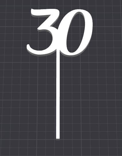 Number 30 thirty cake topper