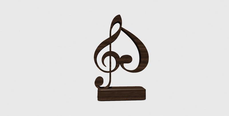 Music Love Symbol, Sol Key and Heart, Harmony Love of Music, Abstract Sculpture for Home Decor, Desk Decorations, Music Lovers, Music Symbols Gifts for Office Bookshelf Music Room Decor