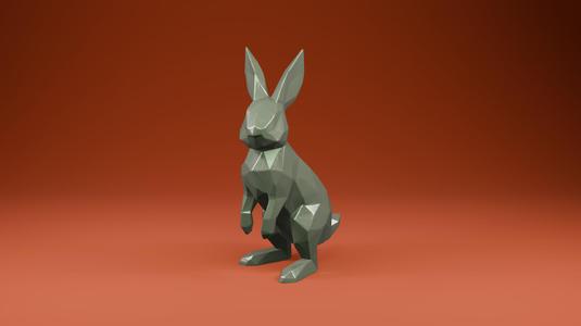 Low Poly Rabbit STL - Minimalist Bunny 3D Print Model