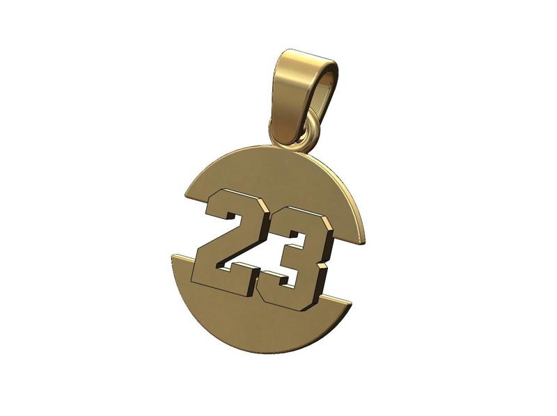 NBA 23 split round pendant with bail 3D print model