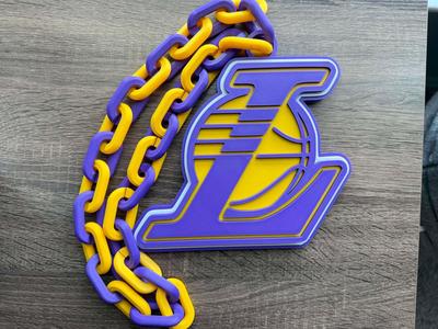 Los Angeles Lakers Logo Oversized Necklace, Pendant Chain